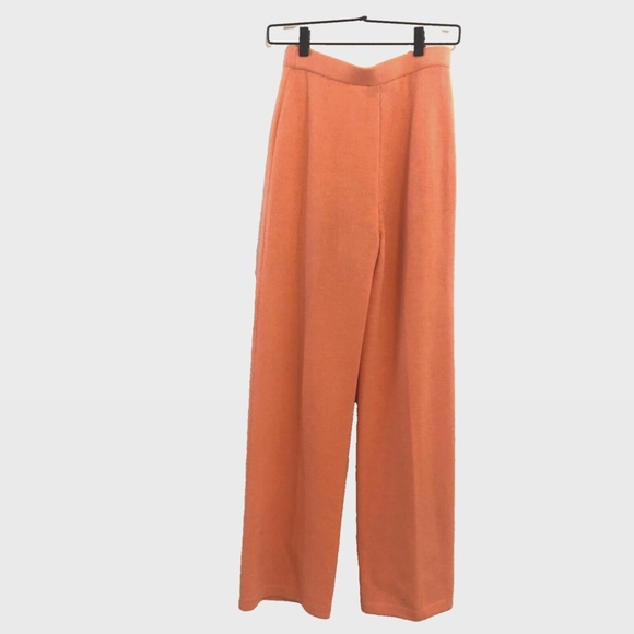 Wool Blend Santana Knit, Wide Leg Pants, Peach Color - Picture 2 of 16